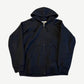 Chrome Hearts vintage navy thermal zipup hoodie front view with drawstring hood and silver cross zip pull