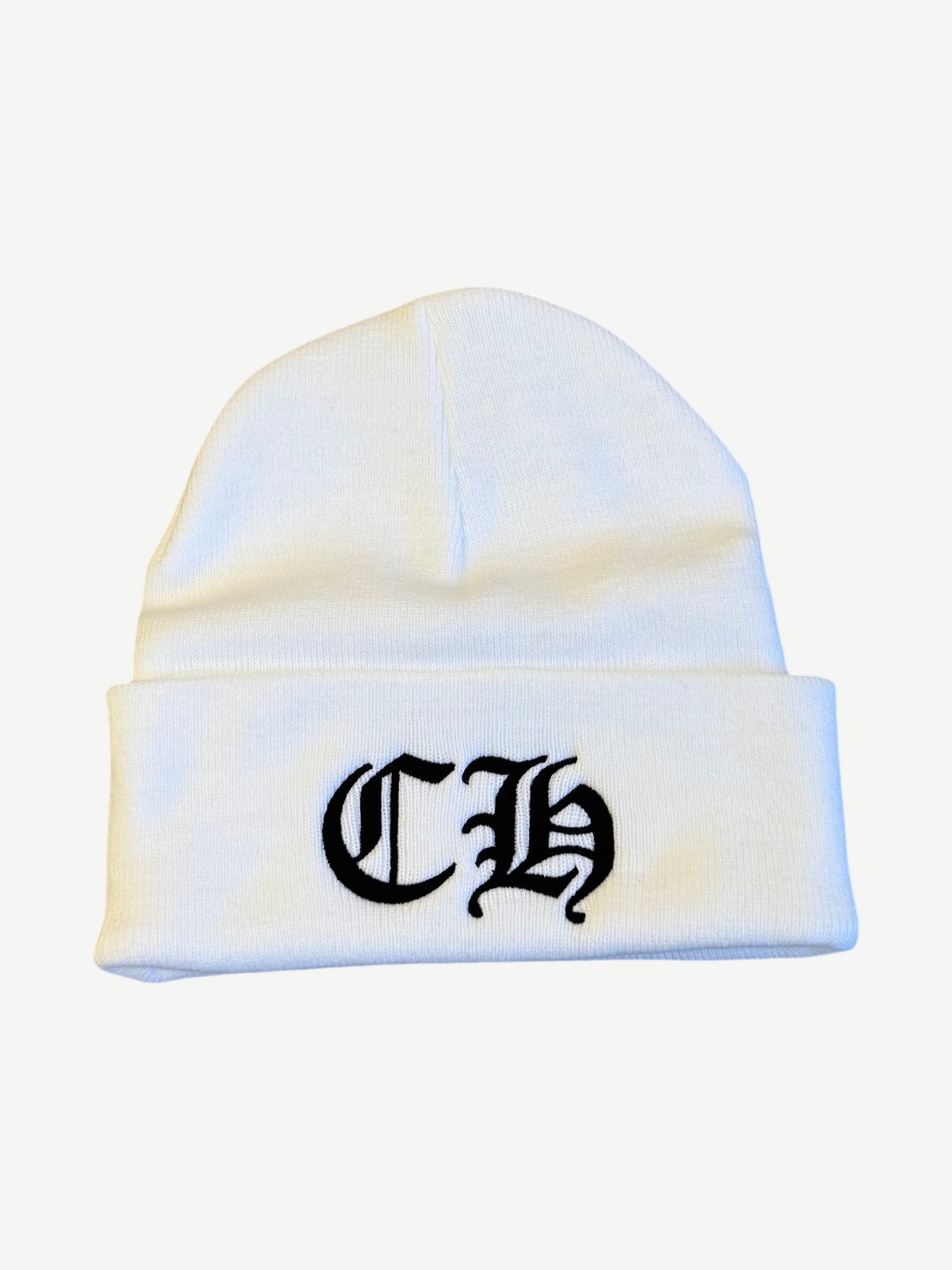 Chrome Hearts White Black CH Logo Beanie
