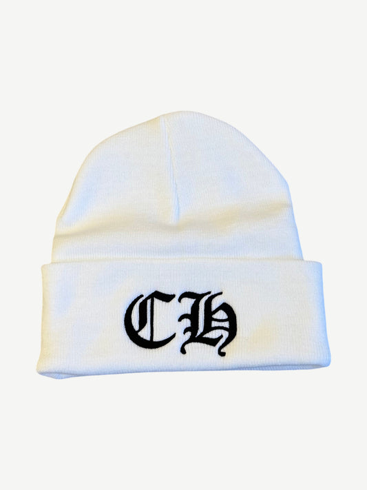 Chrome Hearts White Black CH Logo Beanie