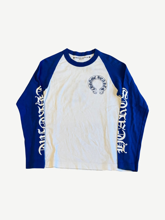 Chrome Hearts White Blue Horseshoe Baseball Tee