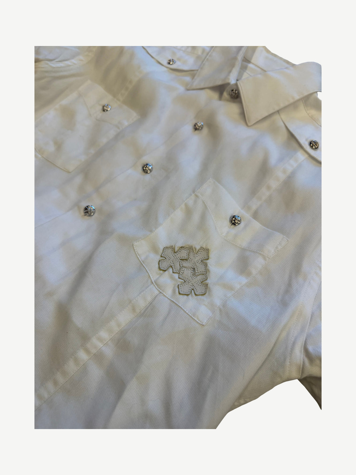 Chrome Hearts White Cuban Triple Cross Button Up Shirt
