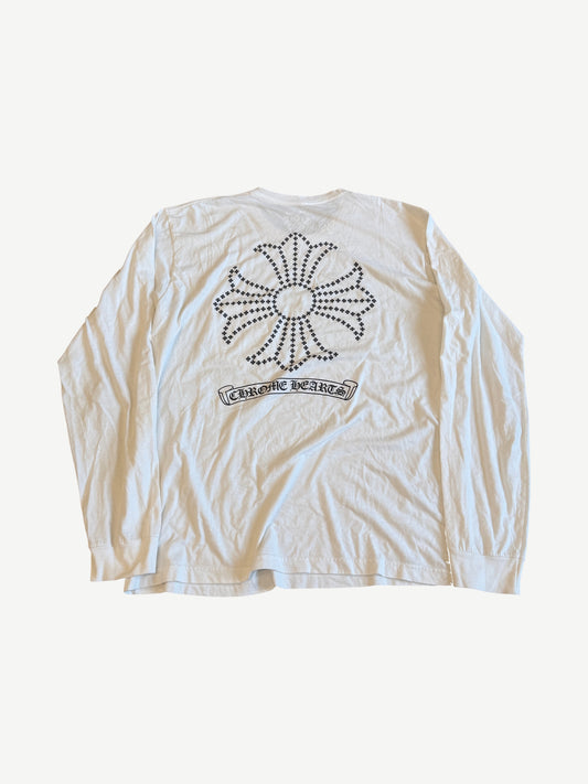 Chrome Hearts White Floral Cross Motif Longsleeve