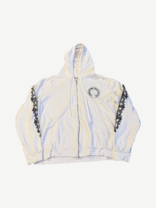 Chrome Hearts White Horseshoe Floral Zipup