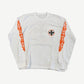 Chrome Hearts white Miami Art Basel exclusive longsleeve with orange floral cross sleeves and pocket