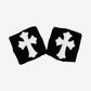 Chrome Hearts White Patent Leather Cross Patch Wrist Sweatbands