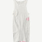 Chrome Hearts white ribbed tank back with small pink Chrome Hearts cross stamp and frayed hem