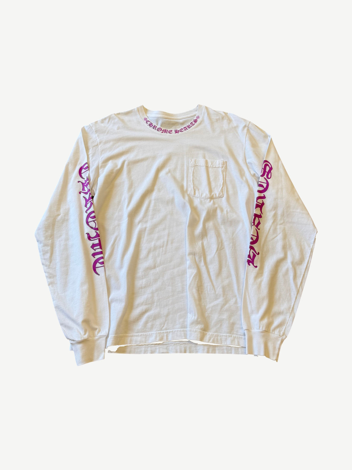 Chrome Hearts White Purple Neck Logo Longsleeve