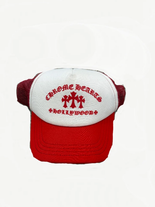 Chrome Hearts White Red King Taco Hollywood Trucker Hat