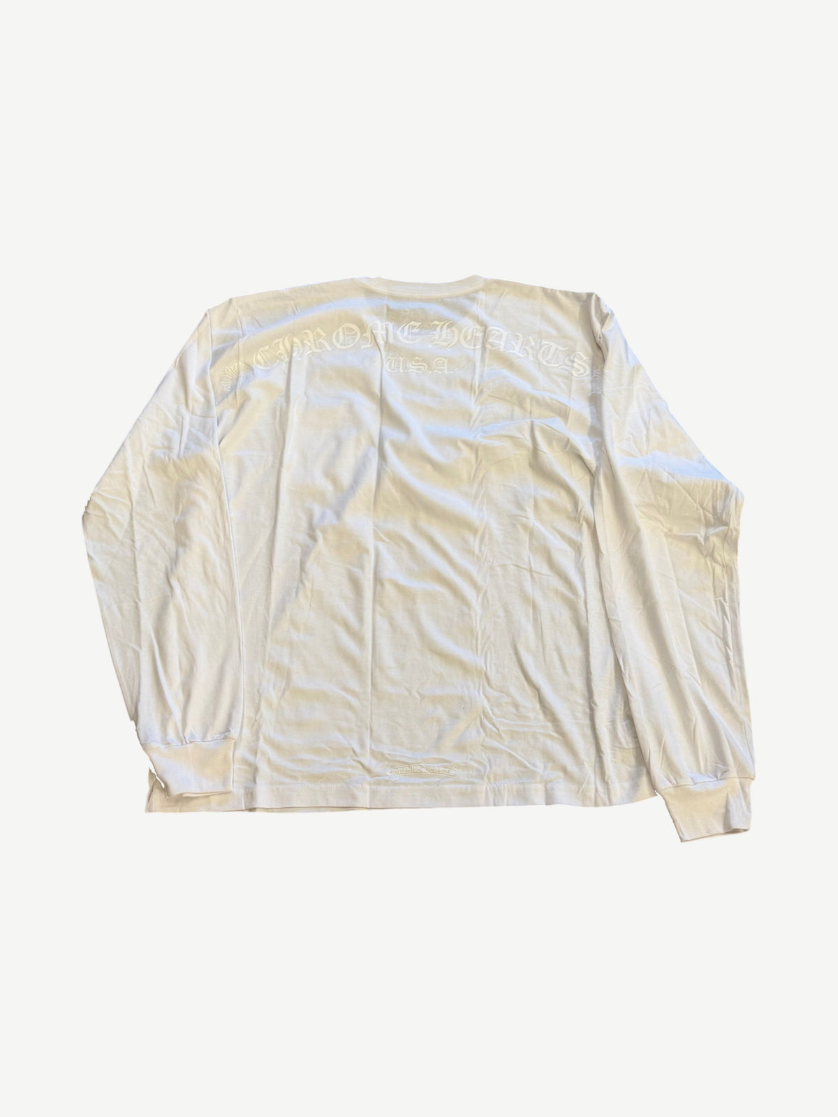 Chrome Hearts Online White Tonal Horseshoe Floral Back Logo Longsleeve