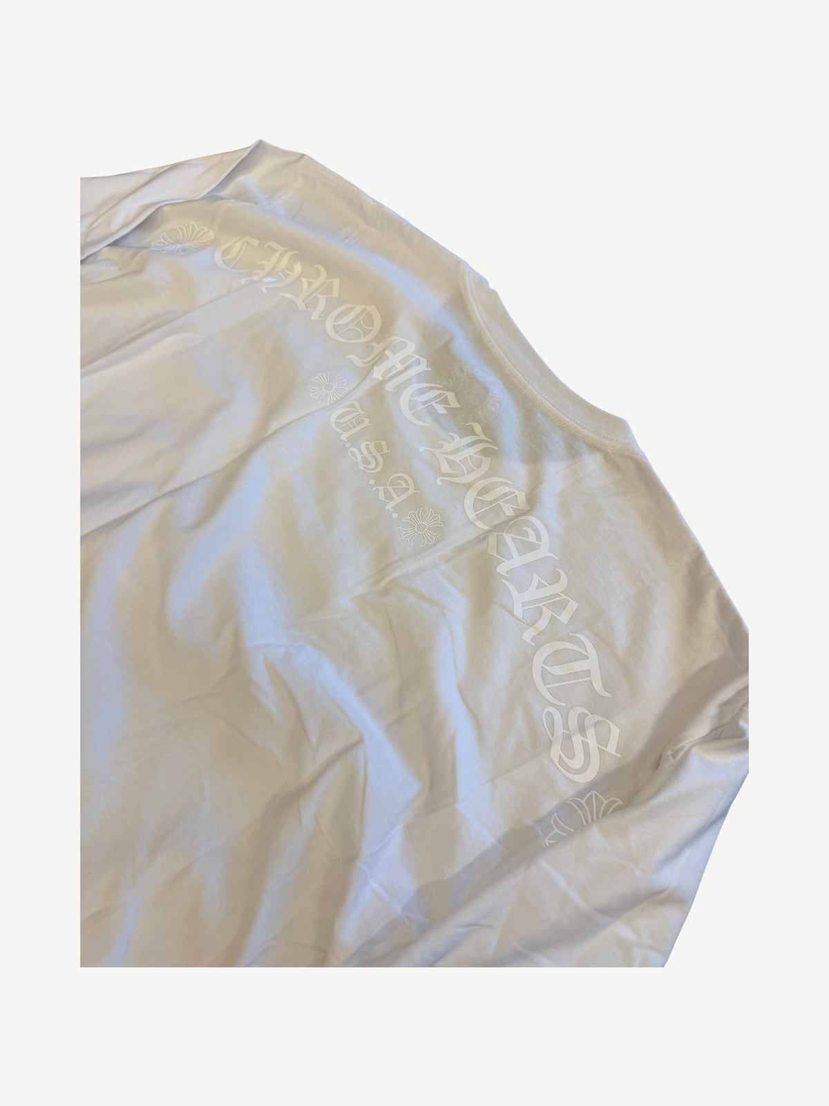 Chrome Hearts Online White Tonal Horseshoe Floral Back Logo Longsleeve