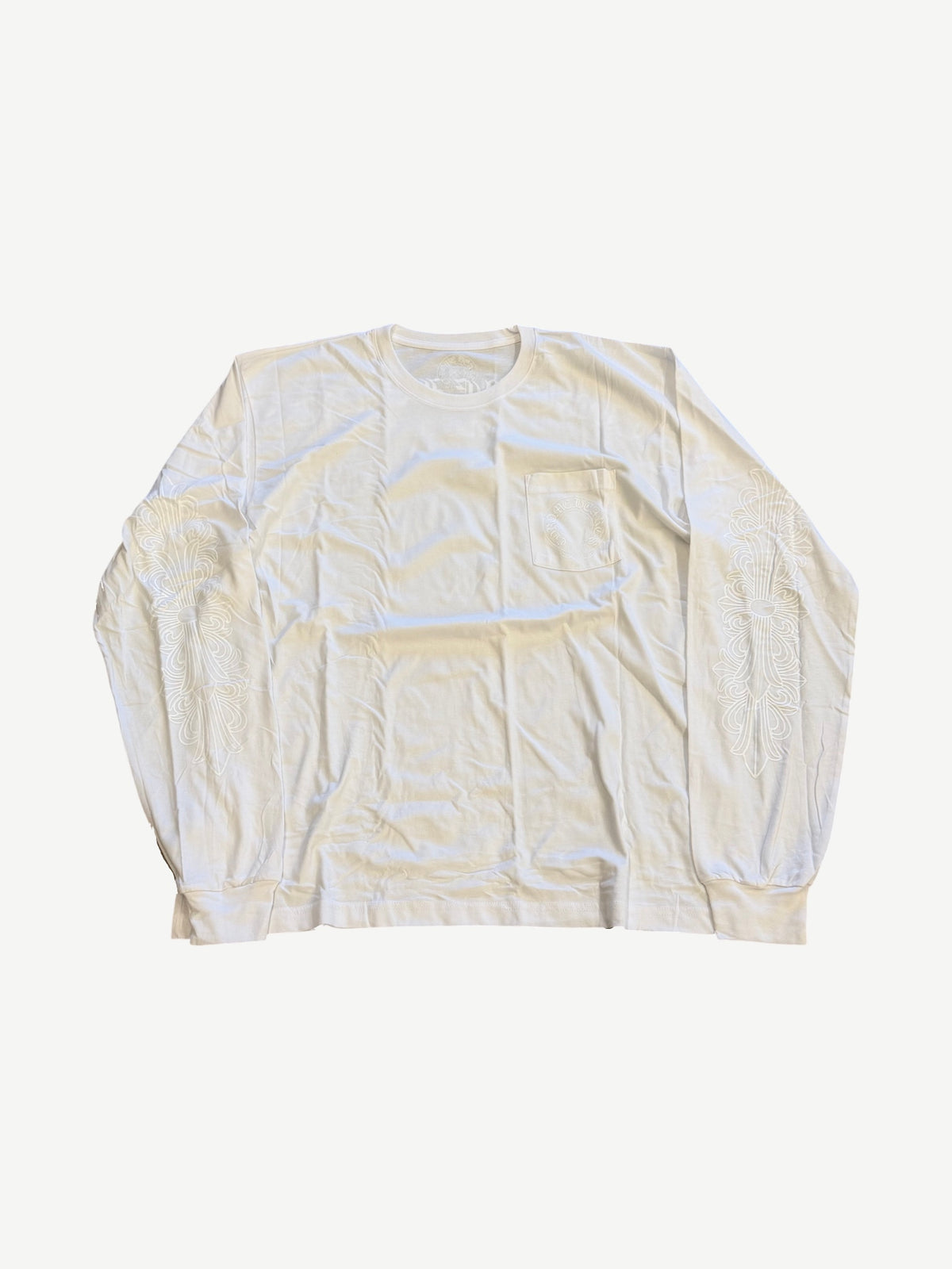 Chrome Hearts Online White Tonal Horseshoe Floral Back Logo Longsleeve