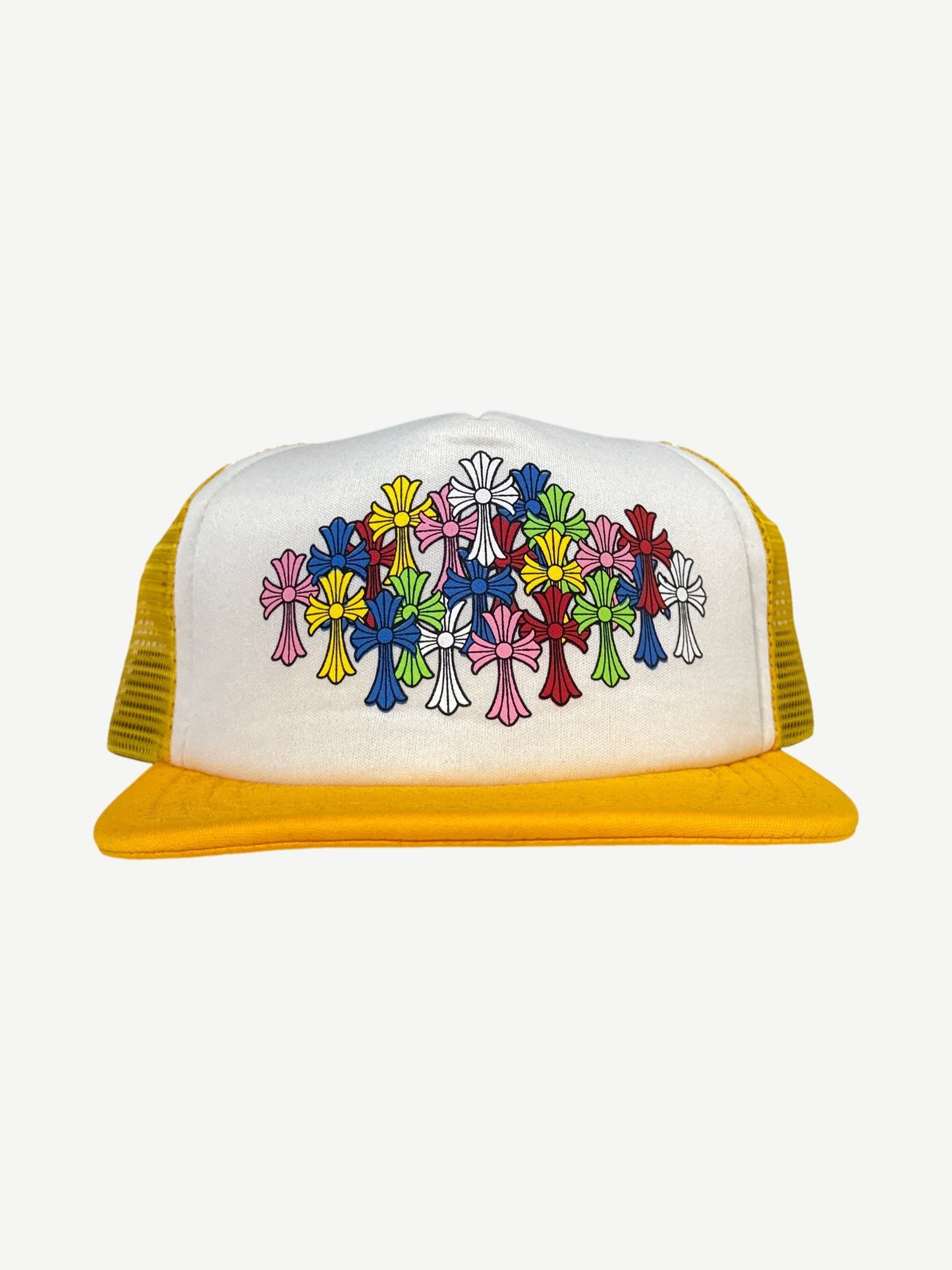 Chrome Hearts Yellow Multicolor Crosses Cemetery Trucker Hat