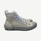 Dior B23 white high-top sneaker side profile with translucent raised Oblique monogram canvas
