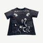 Enfants Riches Deprimes faded black Anti Intellectual Ethic tee with white text collage and skeleton graphic print