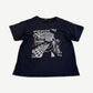 Enfants Riches Deprimes black logo Romeo tee with metallic Enfants and Deux Morts graphic print on chest.