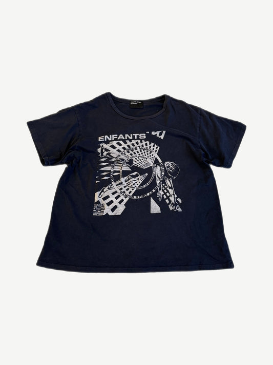 Enfants Riches Deprimes black logo Romeo tee with metallic Enfants and Deux Morts graphic print on chest.
