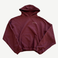 Enfants Riches Deprimes burgundy cropped hoodie with small embroidered ERD gothic logo on chest