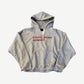 Enfants Riches Deprimes heather gray classic logo pin hoodie with red ERD text and neck pins.