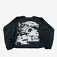 Enfants Riches Deprimes Demolition Derby longsleeve back view in faded black cotton with stacked crash car graphic