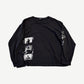 Enfants Riches Deprimes black longsleeve with photographic print panel and sleeve graphic, front view