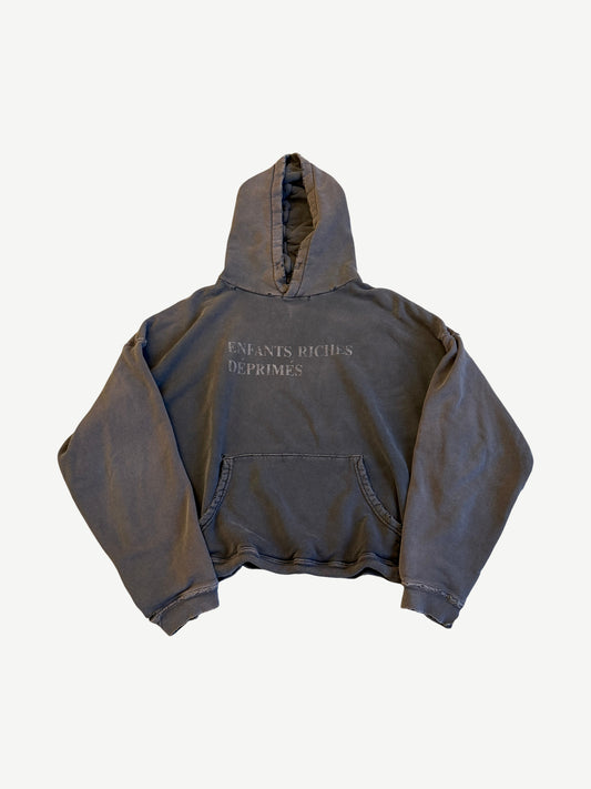 Enfants Riches Deprimes Sunfaded Gray Classic Logo Distressed Hoodie