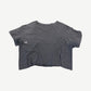 Enfants Riches Deprimes gray cropped tee back view with raw distressed cropped hem and paint marks