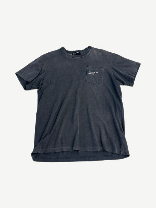 Enfants Riches Deprimes faded gray distressed tee with white ERD chest pocket logo print