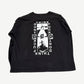 Back view of Enfants Riches Deprimes Lips longsleeve in cream cotton with faint print bleed-through showing.