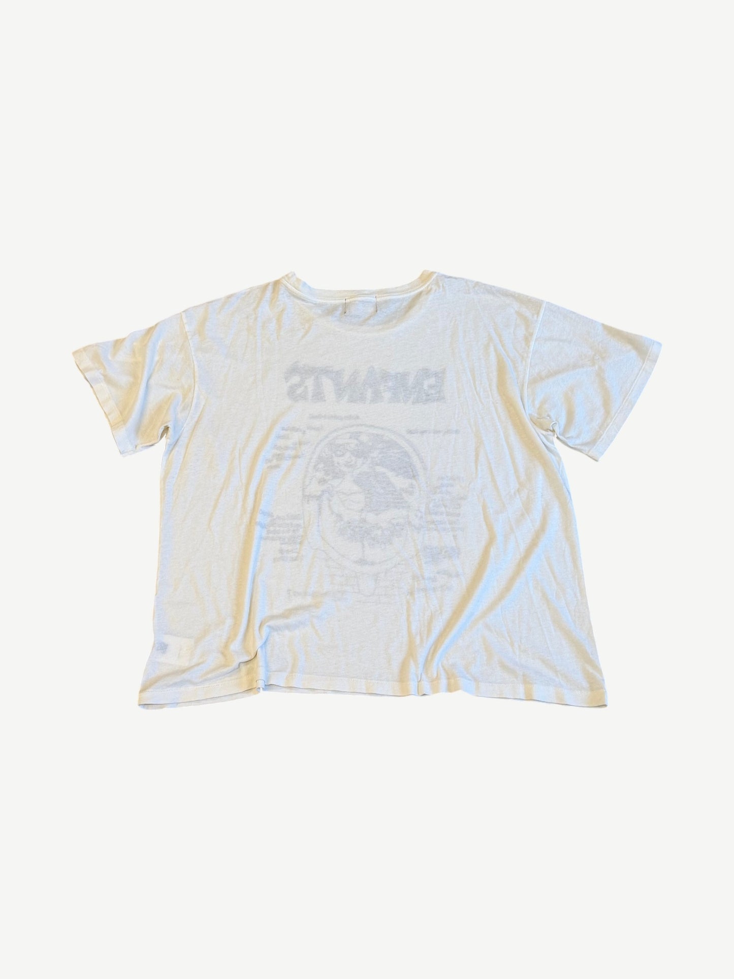 Back of Enfants Riches Deprimes Melancholy tee in cream cotton showing faint print bleed-through on rear.