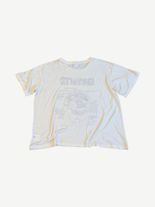 Back of Enfants Riches Deprimes Melancholy tee in cream cotton showing faint print bleed-through on rear.
