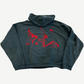 Enfants Riches Deprimes black Psychotherapie hoodie back view with red surrealist figures graphic across the top