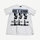 Enfants Riches Deprimes white tee with Bonds of Matrimony Madonna triptych punk zine graphic in black and blue