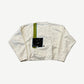 Enfants Riches Deprimes white Sybil 7 crewneck back with green stripe and black ERD collage patch