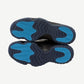 Jordan 11 Retro Gamma Blue heel view with embroidered Jumpman logo on white leather collar panel.