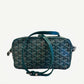 Goyard Cap Vert PM green chevron canvas crossbody bag front pocket and Goyard signature print detail