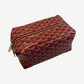 Goyard Bowling 25 toiletry bag in red Goyardine canvas with chevron print and leather trim