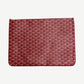 Goyard red Senat GM pouch with signature chevron Y monogram coated canvas, flat lay top view.