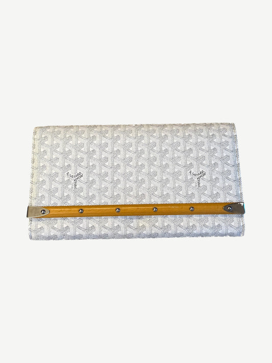 Goyard White Monte Carlo Bois Clutch Bag