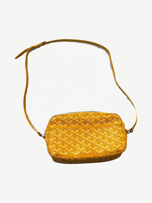 Goyard Cap Vert PM yellow Goyardine canvas crossbody messenger bag with adjustable leather strap