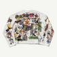 Back of Greedy Unit cream thermal longsleeve with cartoon graffiti-style allover marker illustration print