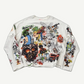 Greedy Unit cream thermal longsleeve with allover hand-drawn graphic collage and skull centerpiece print