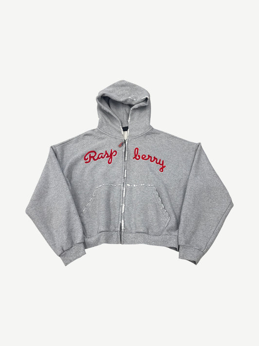 GV Gallery Raspberry Hills Gray Red Script Zipup