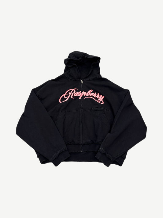 GV Gallery Raspberry Hills zip-up hoodie in raspberry pink with embroidered Hills logo on the chest.
