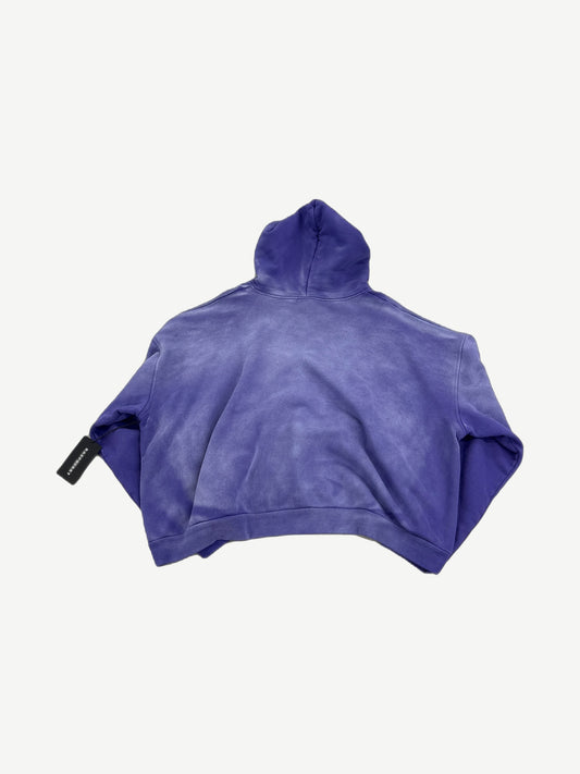 GV Gallery Raspberry Hills Ube hoodie back view in violet fleece with kangaroo pocket and drawstrings.