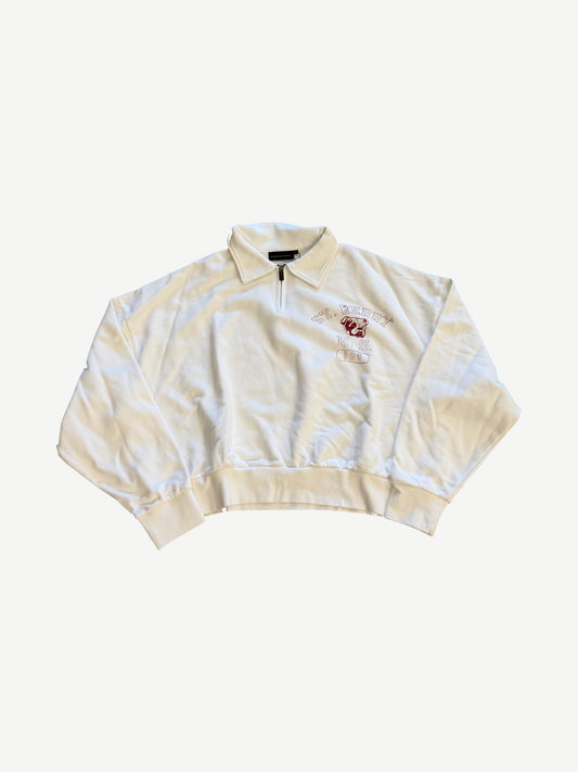 GV Gallery Raspberry Hills White RB Halfzip Sweater
