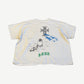Happy Memories Don't Die HMDD tee back with cross logo, beach sketch graphic and blue spray-paint detail