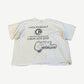 Happy Memories Don't Die distressed white tee front with Chim Problem hotline parody print and bubble logo