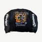Back of HMDD black longsleeve with Choppers Forever flaming iron cross motorcycle graphic in orange