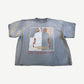 HMDD washed blue Champion tee with Sade World Tour 1993 photo print and red script signature