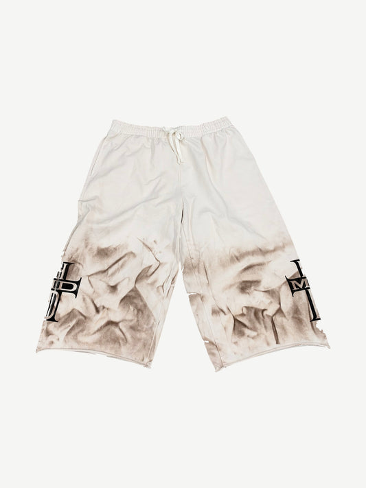 Happy Memories Don't Die HMDD White Muddy Holy Cross Shorts